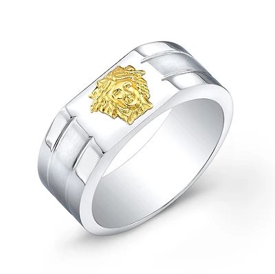 Jonc pour homme en acier inoxydable plaqué en or jaune 18K. Color: blanc | Doucet Latendresse