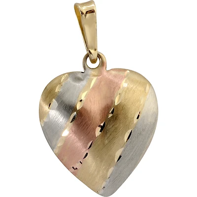 Pendentif Coeur bombé - Or 3-tons 10K (jaune, blanc et rose). Color: 3 tons | Doucet Latendresse