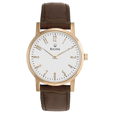 Bulova Watch Classic with Leather Bracelet and Stainless Steel Case - 38mm | Doucet Latendresse