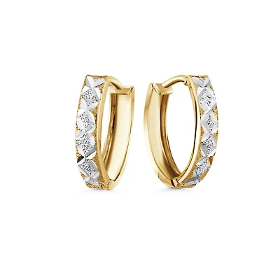 Boucles d'oreilles huggies pour femme -Or 2-tons 10K - 11mm x 8mm. Color: 2 tons | Doucet Latendresse