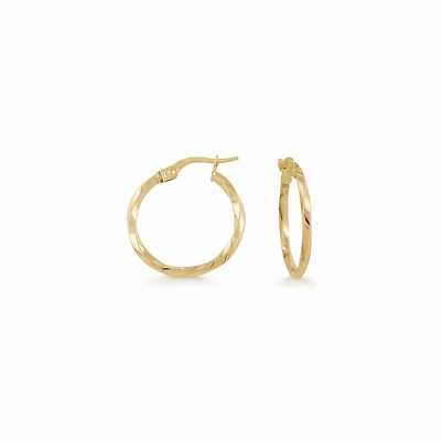 Boucles d'oreilles anneaux en Or jaune 10K - 15mm. Color: jaune | Doucet Latendresse