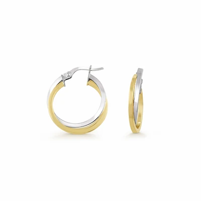 Boucles d'oreilles anneaux en Or 2-tons 10K - 15mm. Color: 2 tons | Doucet Latendresse