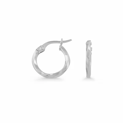 Boucles d'oreilles anneaux pour enfants - Or blanc 10K. Color: blanc | Doucet Latendresse