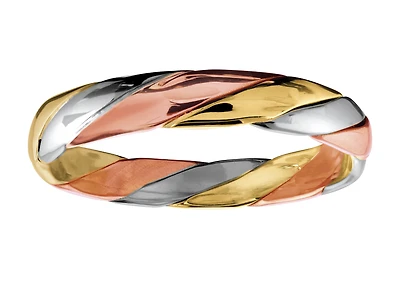 Braided band for woman - 10K 3-tone Gold. Color: 3 tone | Doucet Latendresse
