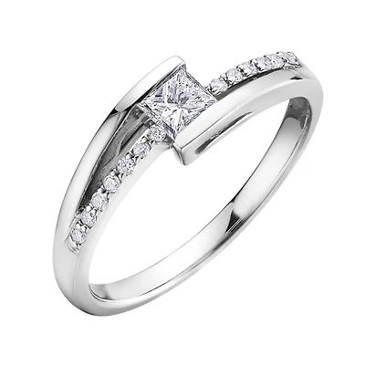 Engagement ring - 10K white Gold & Canadian diamonds 0.25 Carat T.W.. Color: | Doucet Latendresse