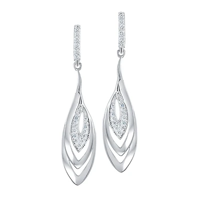 Dangling stud earrings in sterling silver with cubic zirconia. Color: silver | Doucet Latendresse
