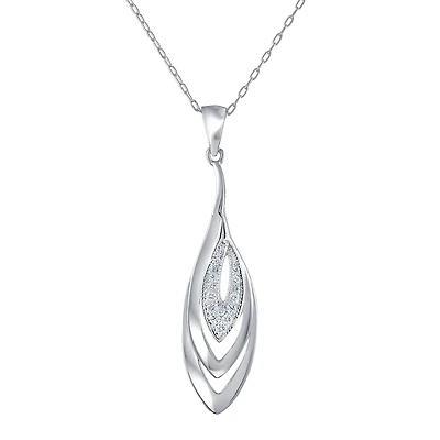 Pendant in sterling silver with cubic zirconia - chain included. Color: silver | Doucet Latendresse
