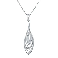 Pendentif 25x7mm en argent sterling sertis de zircons cubiques - chaîne incluse. Color: argent | Doucet Latendresse