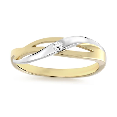 Women's ring - 10K 2-tone Gold (yellow and white) & Cubic zirconia. Color: 2 tone | Doucet Latendresse