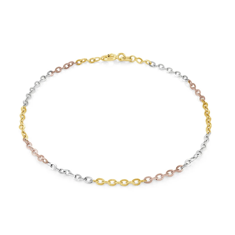 Bracelet de 2mm en Or 10K 3-tons - 7.5