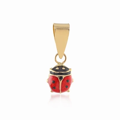 Ladybug pendant for babies or children with enamel  - 10K yellow Gold. Color: yellow | Doucet Latendresse