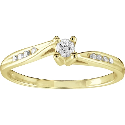 10K Gold Ring with Channel and Prong Diamonds - 0.15ct. Color: yellow | Doucet Latendresse