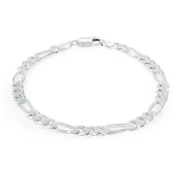 Bracelet figaro 8'' - Argent sterling. Color: blanc | Doucet Latendresse