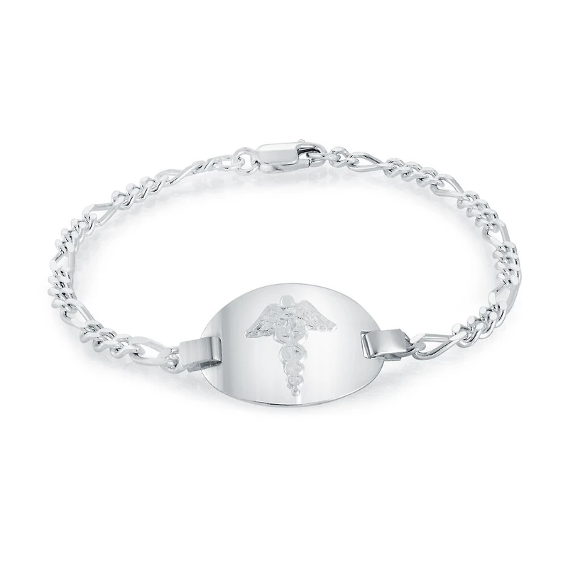 Bracelet medical 7'' pour femme - Argent sterling. Color: blanc | Doucet Latendresse