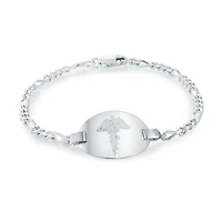 Bracelet medical 7''  pour femme - Argent sterling. Color: blanc | Doucet Latendresse