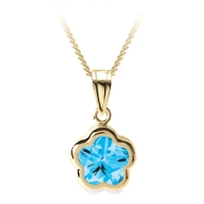 Pendentif fleur BFLY pour bébé sertis d'une topaze bleue (mois de Décembre) - Or jaune 14K. Color: jaune | Doucet Latendresse