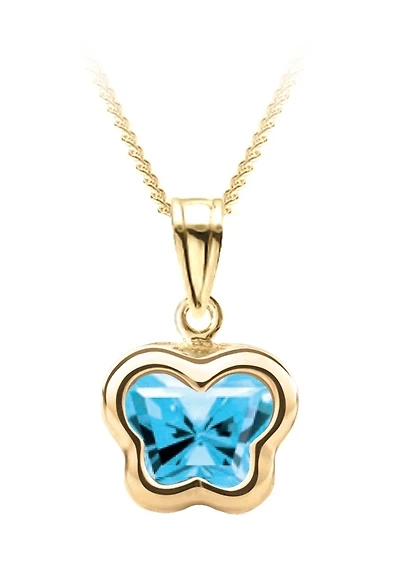 Pendentif papillon BFLY pour bébé sertis d'une topaze bleue (mois de Décembre) - Or jaune 14K. Color: jaune | Doucet Latendresse