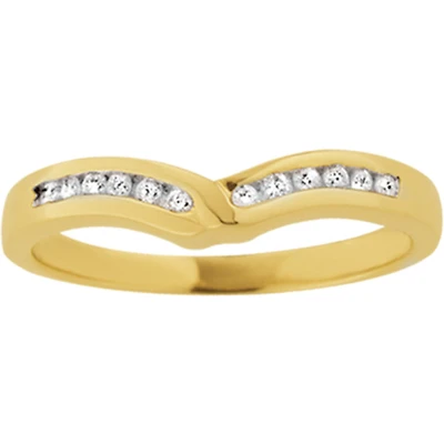 10K yellow Gold V-Shaped Ring Set with 12 Diamonds. Color: | Doucet Latendresse
