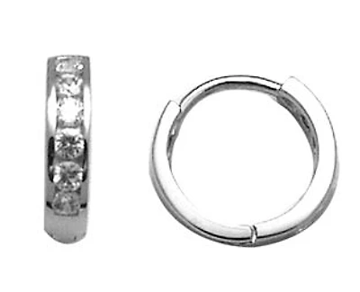 Huggies style earrings with cubic zirconia