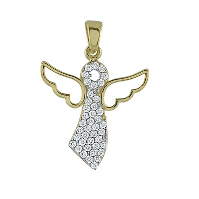 Angel pendant with cubic zirconia - in 10K yellow gold. Color: yellow | Doucet Latendresse