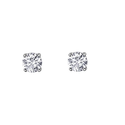 Stud earrings in sterling silver with cubic zirconia. Color: silver | Doucet Latendresse