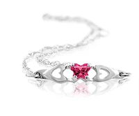Bracelet BFLY pour bébé ou fillette en argent sterling serti d'un zircon cubique fuschia (mois de juillet). Color: argent | Doucet Latendresse