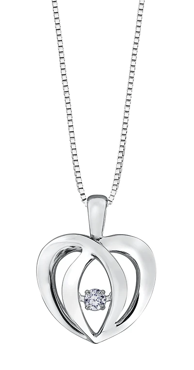 Éclat du Nord Dancing Diamond Pendant in silver sterling with 0.05 Carats canadian diamonds. Color: silver | Doucet Latendresse
