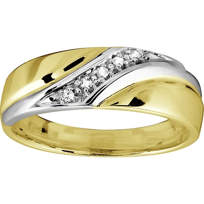 Jonc pour homme - Or 2-tons 10K & Diamants. Color: 2 tons | Doucet Latendresse