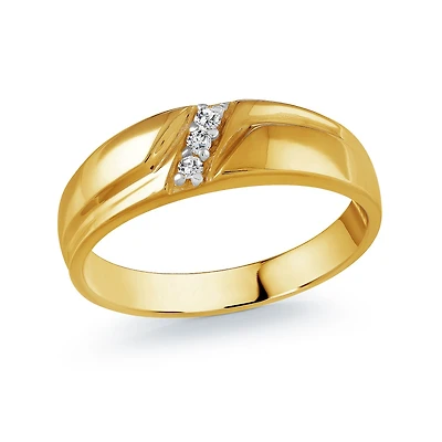 Band for man - 10K yellow Gold & Diamonds. Color: yellow | Doucet Latendresse
