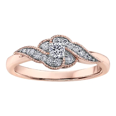 Engagement ring - 10K rose Gold & Canadian diamonds T.W. 25pts. Color: pink | Doucet Latendresse