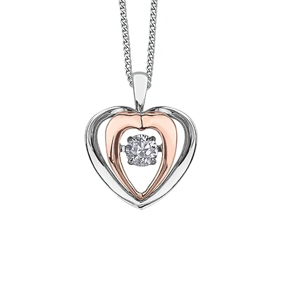 Éclat du Nord Dancing Diamond Pendant - 10K 2 tone Gold (rose and white) - Canadian diamonds 0.09 Carat T.W. - 16'' necklace included. Color: 2 tone | Doucet Latendresse