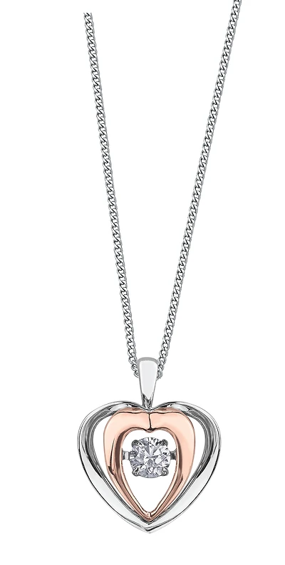 Pendentif Éclat du Nord Diamant Dansant - Or 2-tons 10K (rose et blanc)  & Diamants Canadien totalisant 0.09 Carat : chaine 16'' incluse.. Color: 2 tons | Doucet Latendresse