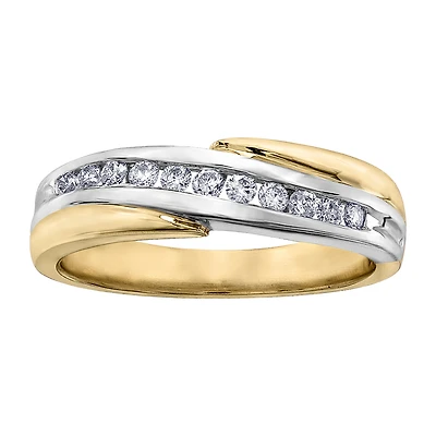 Half-eternity anniversary ring for woman - 10K 2-tone Gold & Diamonds. Color: 2 tone | Doucet Latendresse