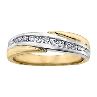 Jonc Semi-Éternité en Or Deux-Tons 10K Serti de Diamants