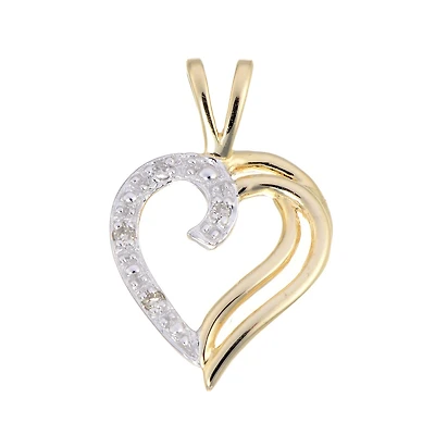 Pendentif coeur serti d'une touche de diamant - en or jaune 10K. Color: jaune | Doucet Latendresse
