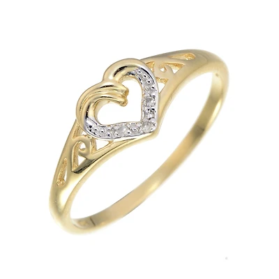 Heart ring set with a touch of diamond - 10K yellow gold. Color: | Doucet Latendresse