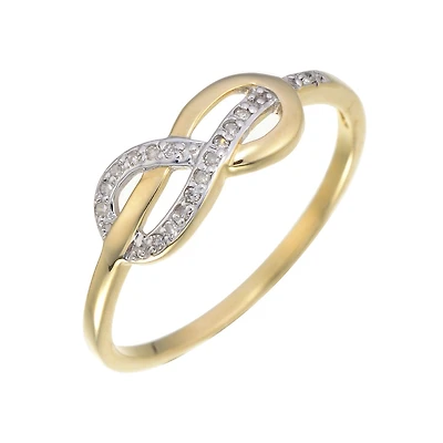 Bague infini sertie de diamants totalisant 0.05 Carats Pureté:I Couleur:HI - en or jaune 10K. Color: jaune | Doucet Latendresse