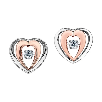 Boucles d'oreilles éclat du Nord Diamant Dansant - Or 2-tons 10K & Diamants Canadiens totalisant 0.10 Carat. Color: 2 tons | Doucet Latendresse