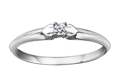10K white Gold Ring with Canadian Solitaire Diamond - 0.05ct, 2mm. Color: | Doucet Latendresse