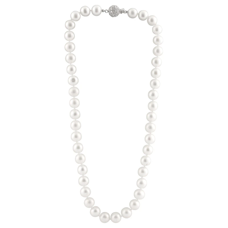 Collier de perles d'eau douces 18'' - Argent sterling & zircons cubiques. Color: blanc | Doucet Latendresse