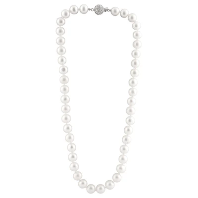 Collier de perles d'eau douces 18''  - Argent sterling & zircons cubiques. Color: blanc | Doucet Latendresse
