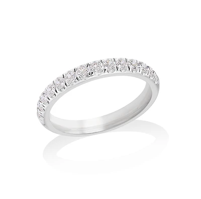 Jonc semi-éternité pour femme - Acier inoxydable & Zircon cubique. Color: blanc | Doucet Latendresse