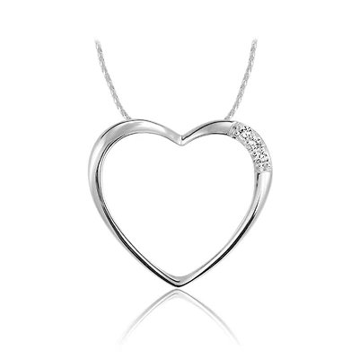 Necklace with heart pendant for woman - 10K white gold & diamonds. Color: white | Doucet Latendresse