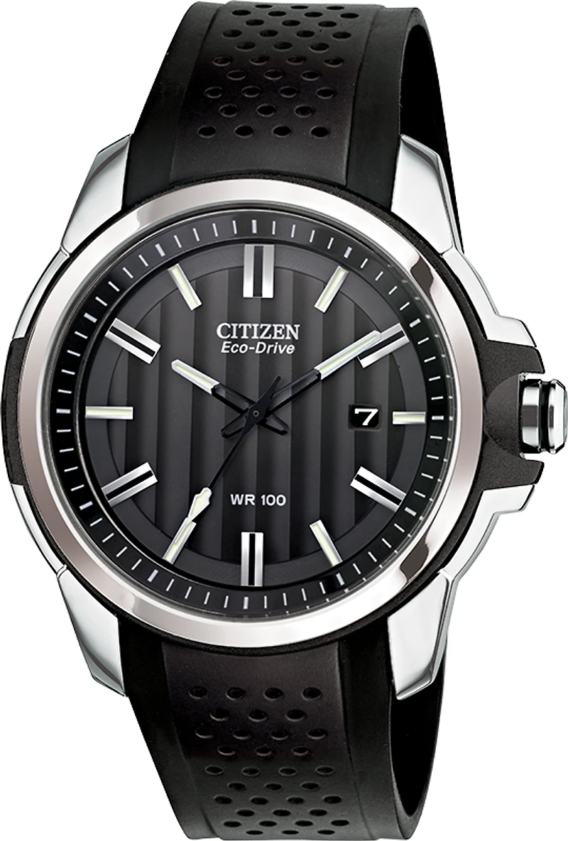 Citizen Eco-Drive watch for men - Black dial with mineral crystal & Band in polyurethane | Doucet Latendresse