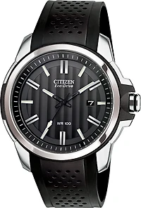 Citizen Eco-Drive watch for men - Black dial with mineral crystal & Band in polyurethane | Doucet Latendresse