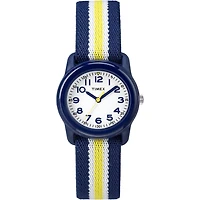 Montre Timex à quartz pour enfants - Cadran blanc avec gros chiffres, verre minéral  et bracelet en tissu | Doucet Latendresse