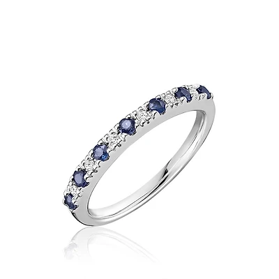 Band set with sapphires for women -10K White Gold & diamonds 0.07 Carats T.W.. Color: white | Doucet Latendresse
