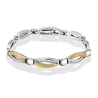 Bracelet pour femme - Acier inoxydable 2-tons & zircons cubiques. Color: 2 tons | Doucet Latendresse