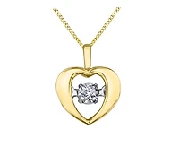 Pendentif Cœur Éclat du Nord Diamant Dansant - Or jaune 10K & Diamant Canadien totalisant 0.04 Carat - chaine 16
