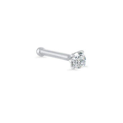 Clou de nez serti d'un zircon cubique - Or blanc 14K. Color: blanc | Doucet Latendresse